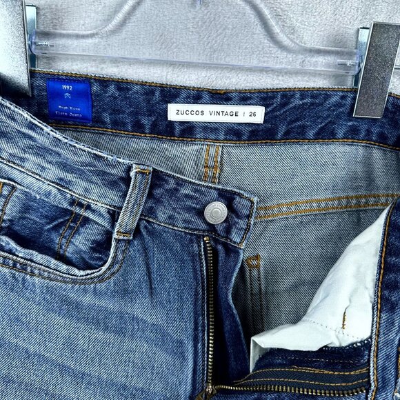 Zuccos Vintage 1992 Women's High Rise Flare Jeans 100% Cotton Blue Size 26 - Picture 4 of 10